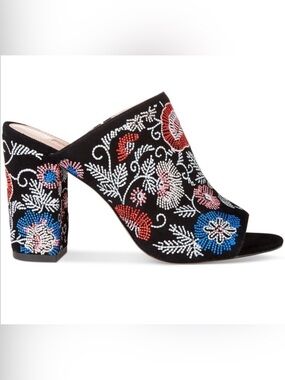 Aves Les Filles Margaux -  Black Embroidered Floral Mule